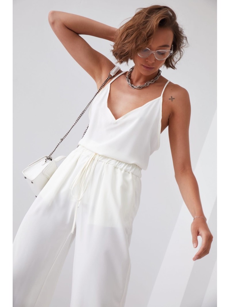 Summer set of palazzo pants and cream top 01016 - Online store - Boutique